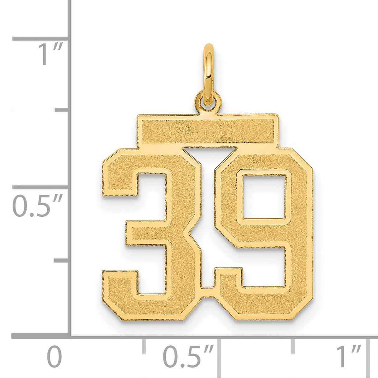 Medium Satin Number 39 Charm Pendant in Real 14k Yellow Gold