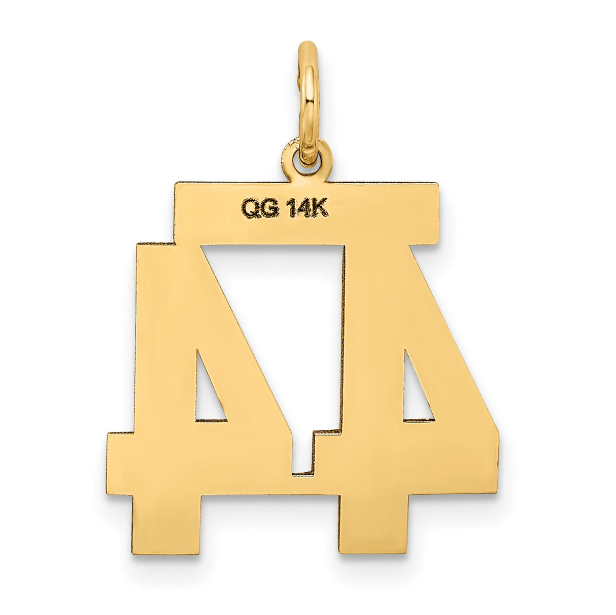 14k Yellow Gold Number 44 Pendant, Block Style Charm, Bold Urban Jewelry for Men