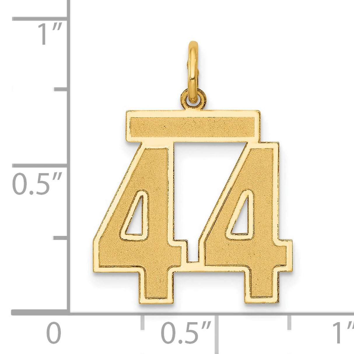 14k Yellow Gold Number 44 Pendant, Block Style Charm, Bold Urban Jewelry for Men
