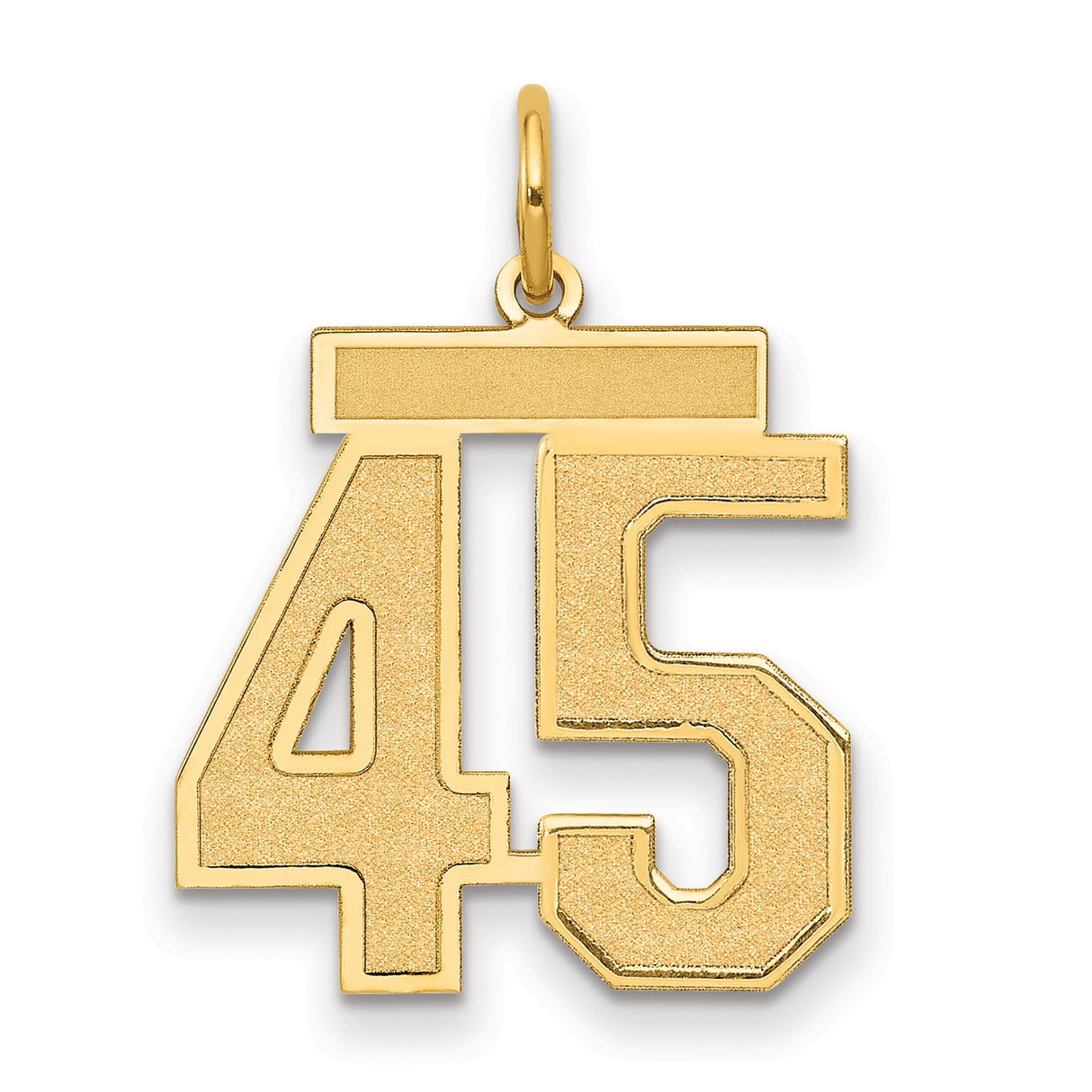 Medium Satin Number 45 Charm Pendant in Real 14k Yellow Gold