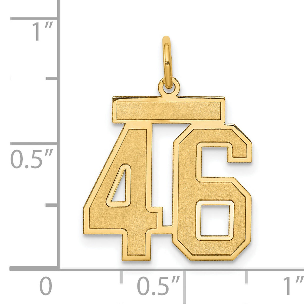 14k Yellow Gold Number 46 Pendant, Bold Block Numerals, Polished Sports Jewelry for Men or Unisex