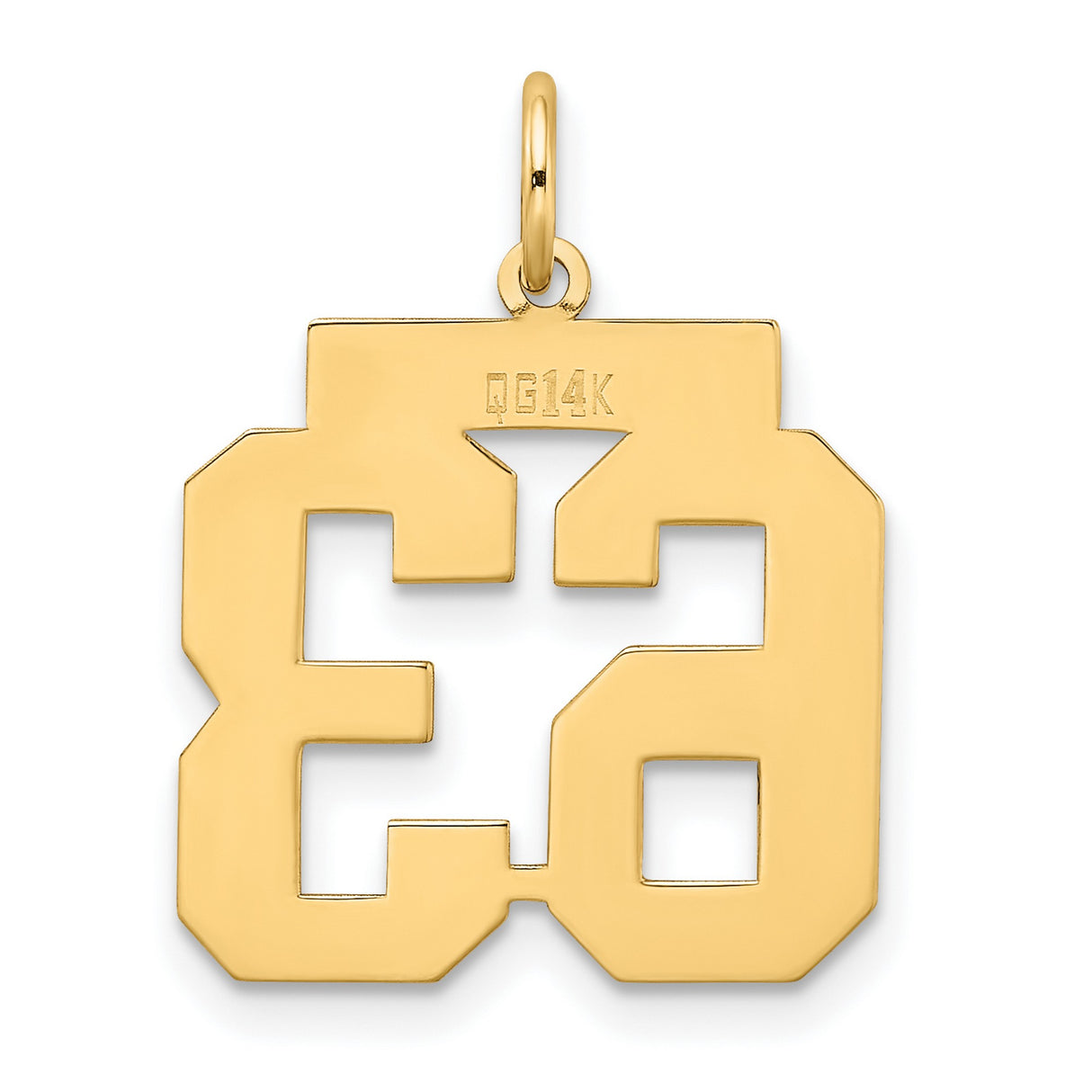 Medium Satin Number 63 Charm Pendant in Real 14k Yellow Gold
