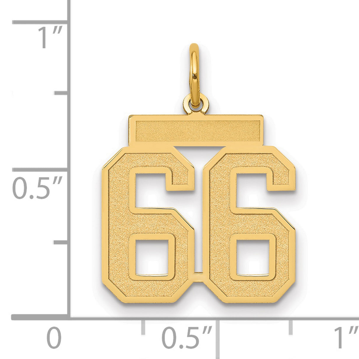 14k Yellow Gold Number 66 Pendant, Bold Varsity Jersey Style Charm for Men or Unisex Wear
