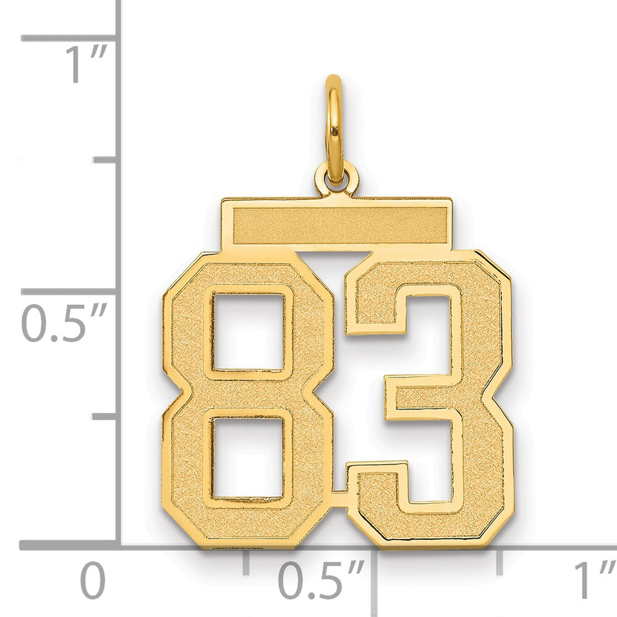 Medium Satin Number 83 Charm Pendant in Real 14k Yellow Gold