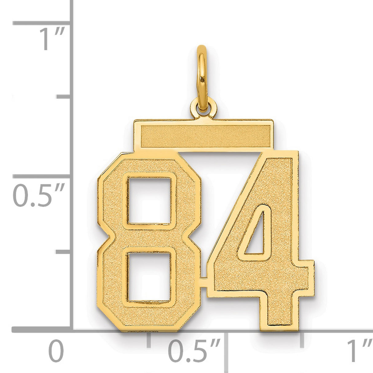 Medium Satin Number 84 Charm Pendant in Real 14k Yellow Gold