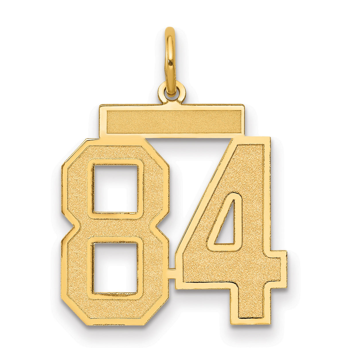 Medium Satin Number 84 Charm Pendant in Real 14k Yellow Gold