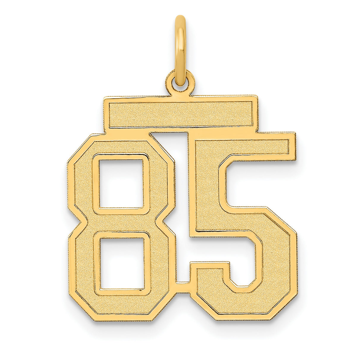 Medium Satin Number 85 Charm Pendant in Real 14k Yellow Gold