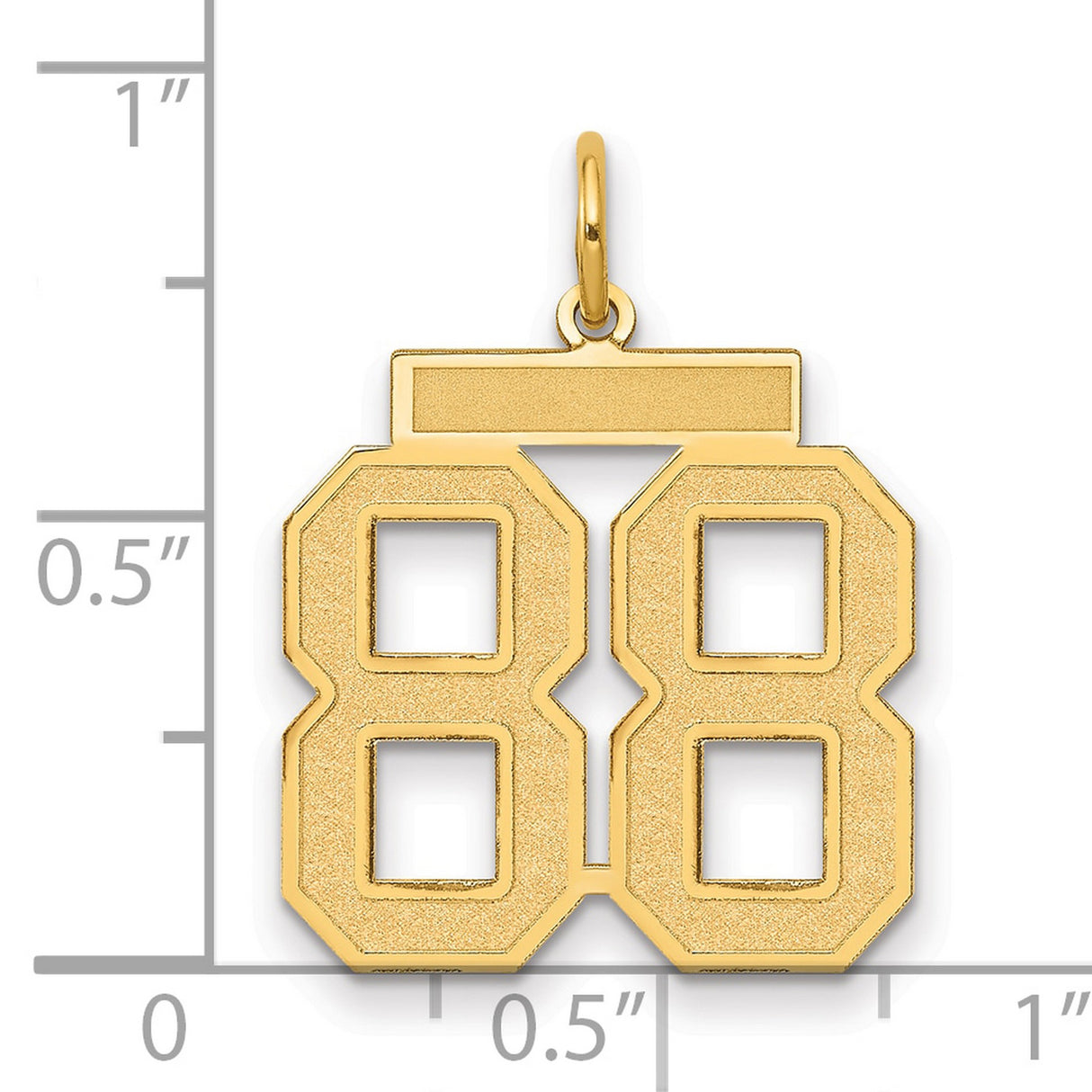 14k Yellow Gold Number 88 Pendant with Flat Engraving Bar, Sporty Bold Font Design
