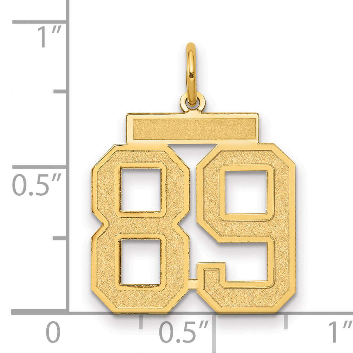 Medium Satin Number 89 Charm Pendant in Real 14k Yellow Gold