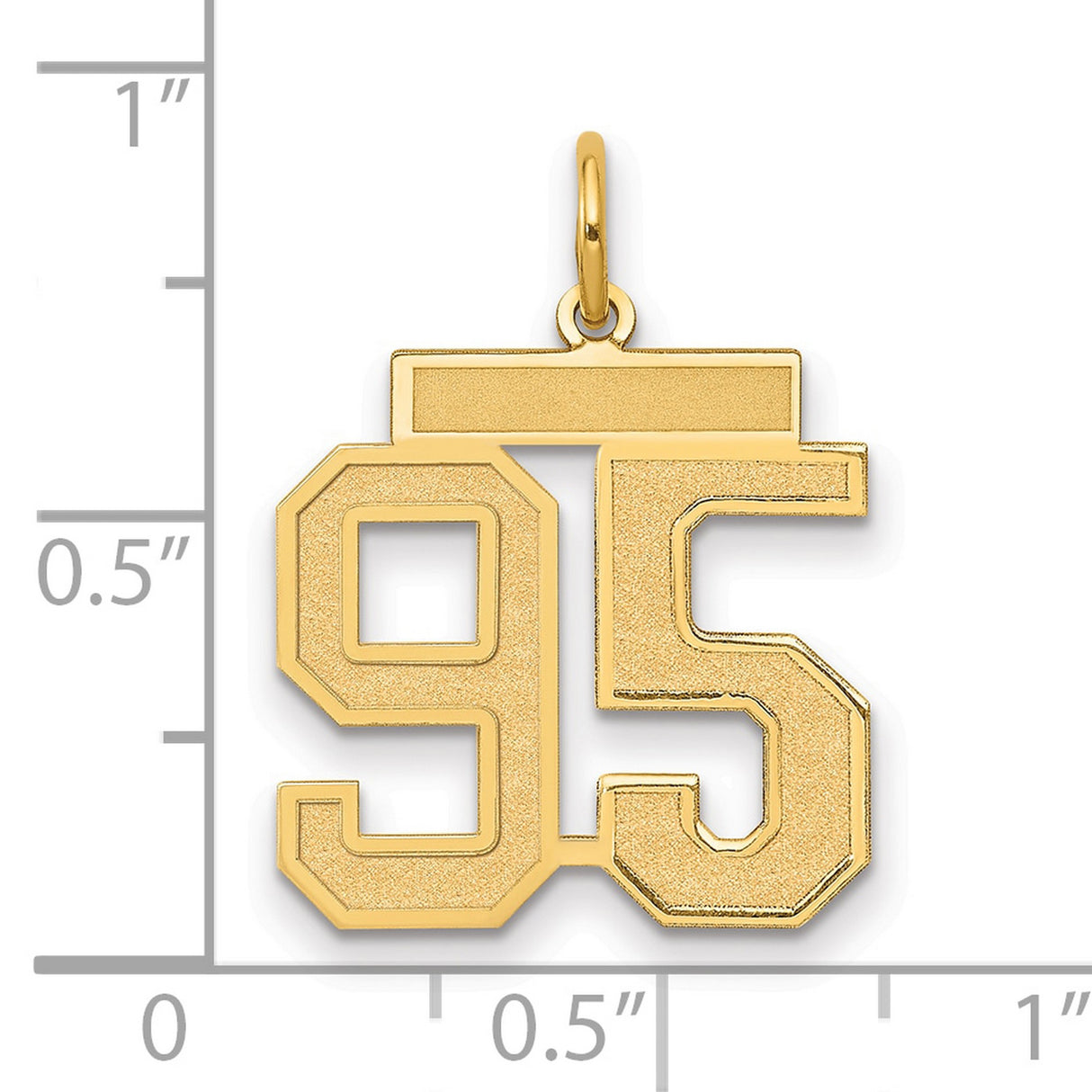 Medium Satin Number 95 Charm Pendant in Real 14k Yellow Gold
