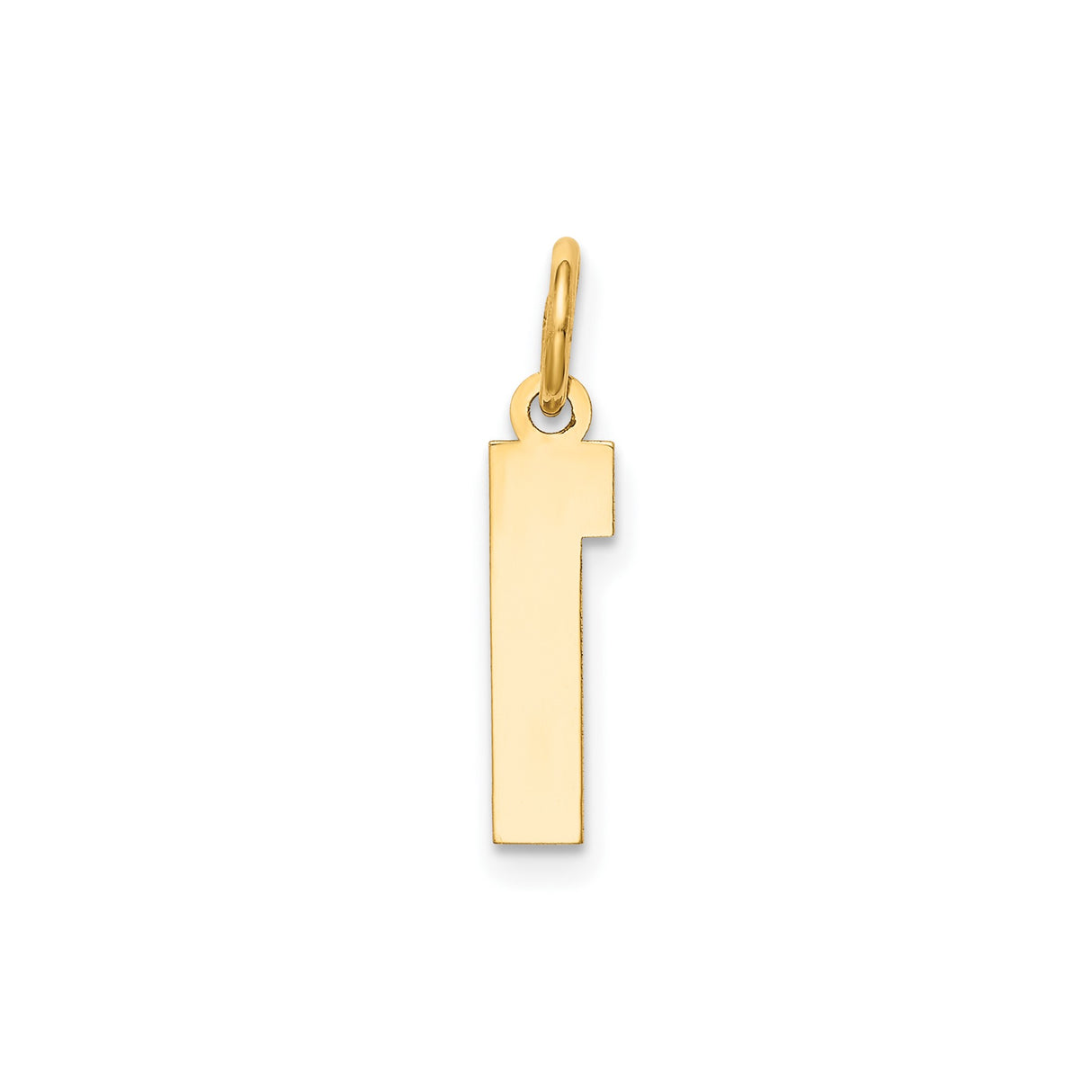 14k Yellow Gold Number One Pendant Charm, Polished Block Numeral Design, Unisex Minimalist Jewelry