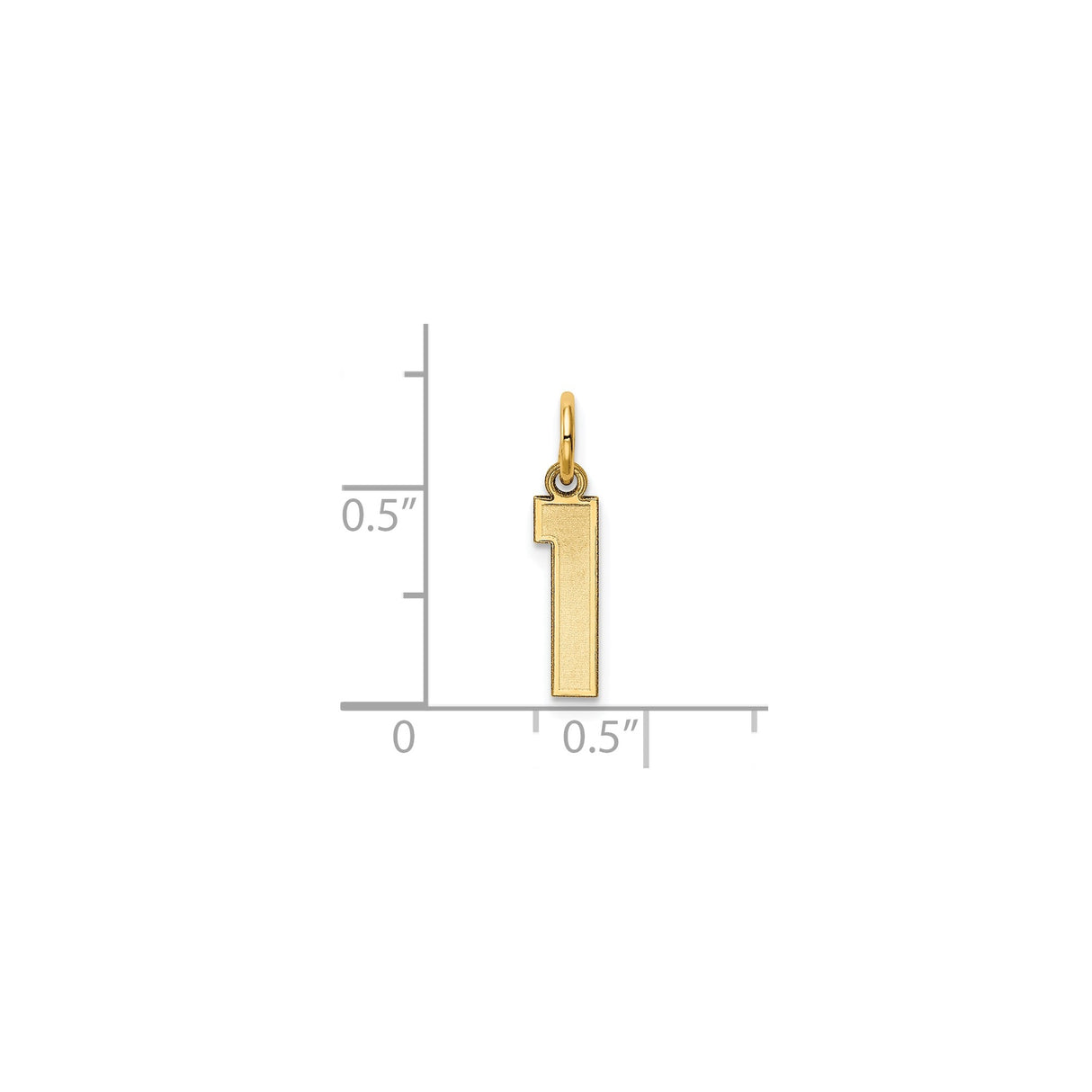 14k Yellow Gold Number One Pendant Charm, Polished Block Numeral Design, Unisex Minimalist Jewelry