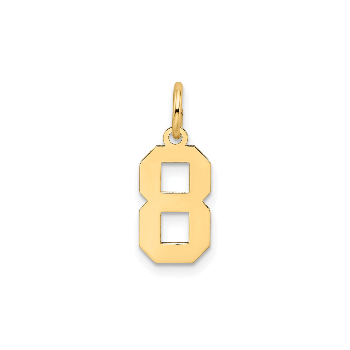 14k Yellow Gold Number 8 Pendant Charm, Satin Finish, Bold Block Style, Unisex Jewelry