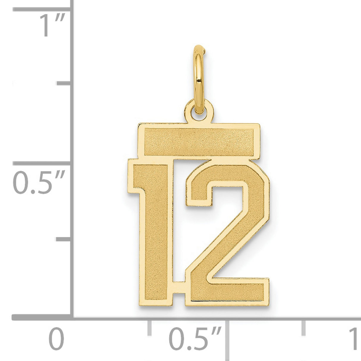 14k Yellow Gold Number 12 Pendant, Bold Block Jersey Style Charm for Men and Women
