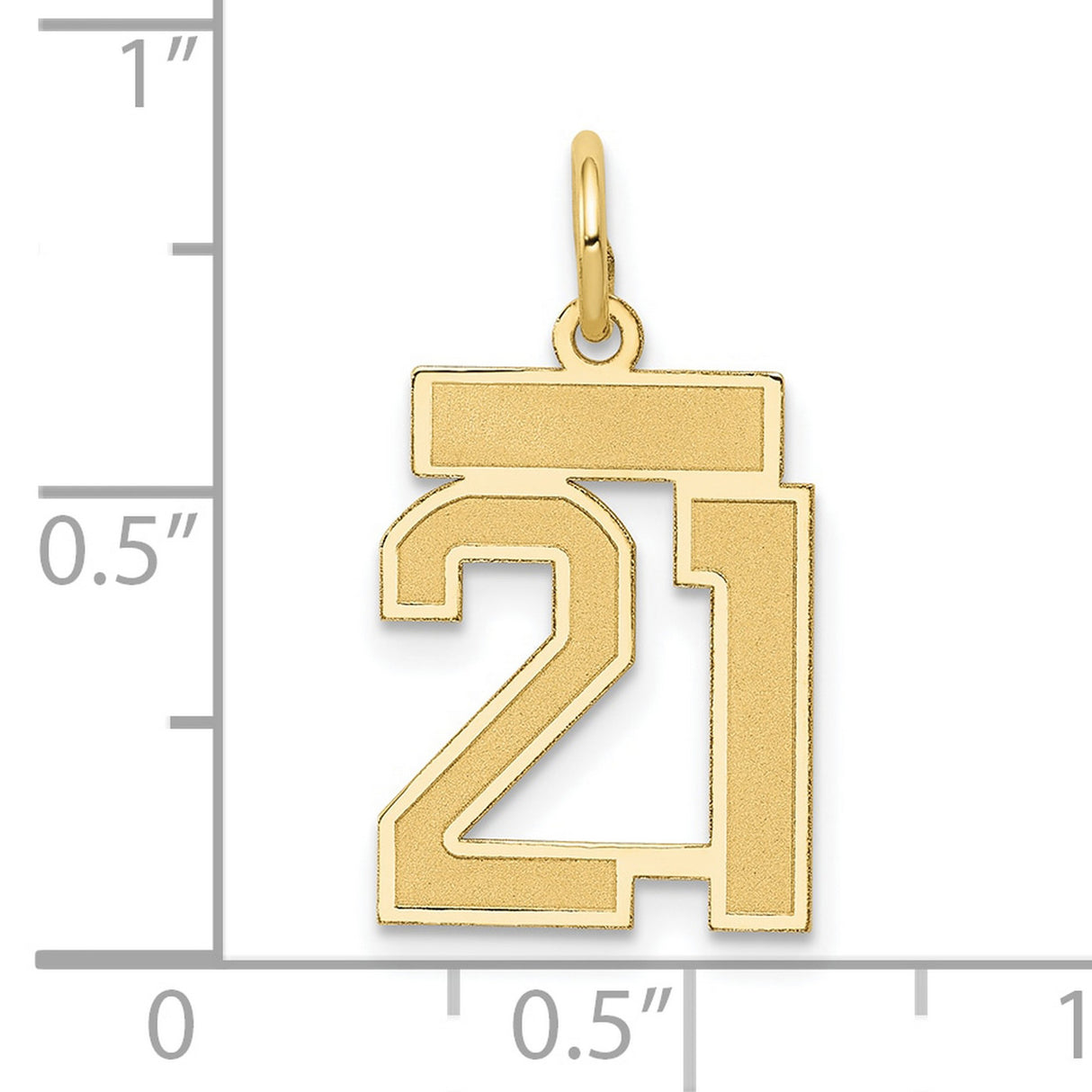 14k Yellow Gold Hindu Numeral 21 Pendant, Clean Design, Unisex Spiritual Charm