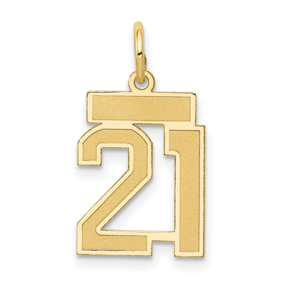 14k Yellow Gold Hindu Numeral 21 Pendant, Clean Design, Unisex Spiritual Charm