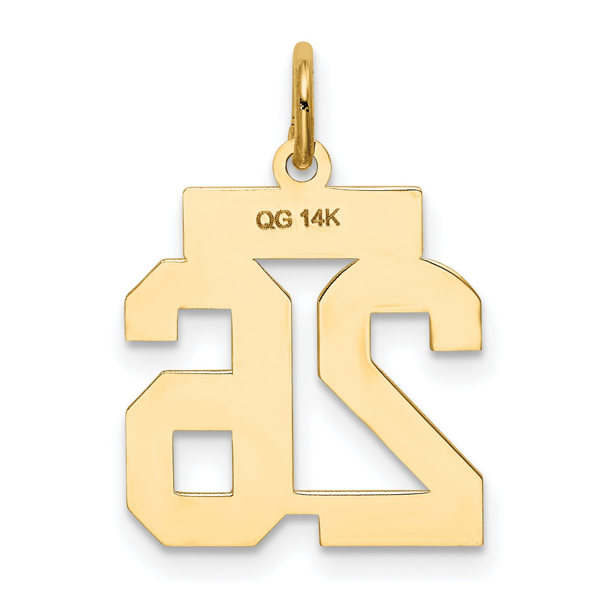 14k Yellow Gold Number 26 Pendant, Bold Block Style Sports Charm for Men or Women