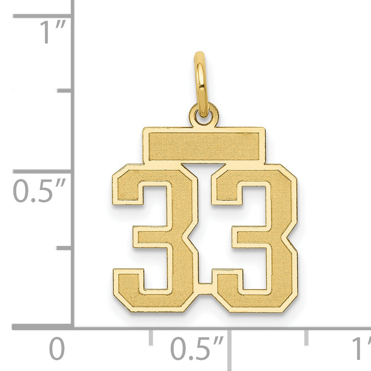 14k Yellow Gold Number 33 Pendant Charm, Bold Athletic Jersey Style, Unisex Milestone Jewelry