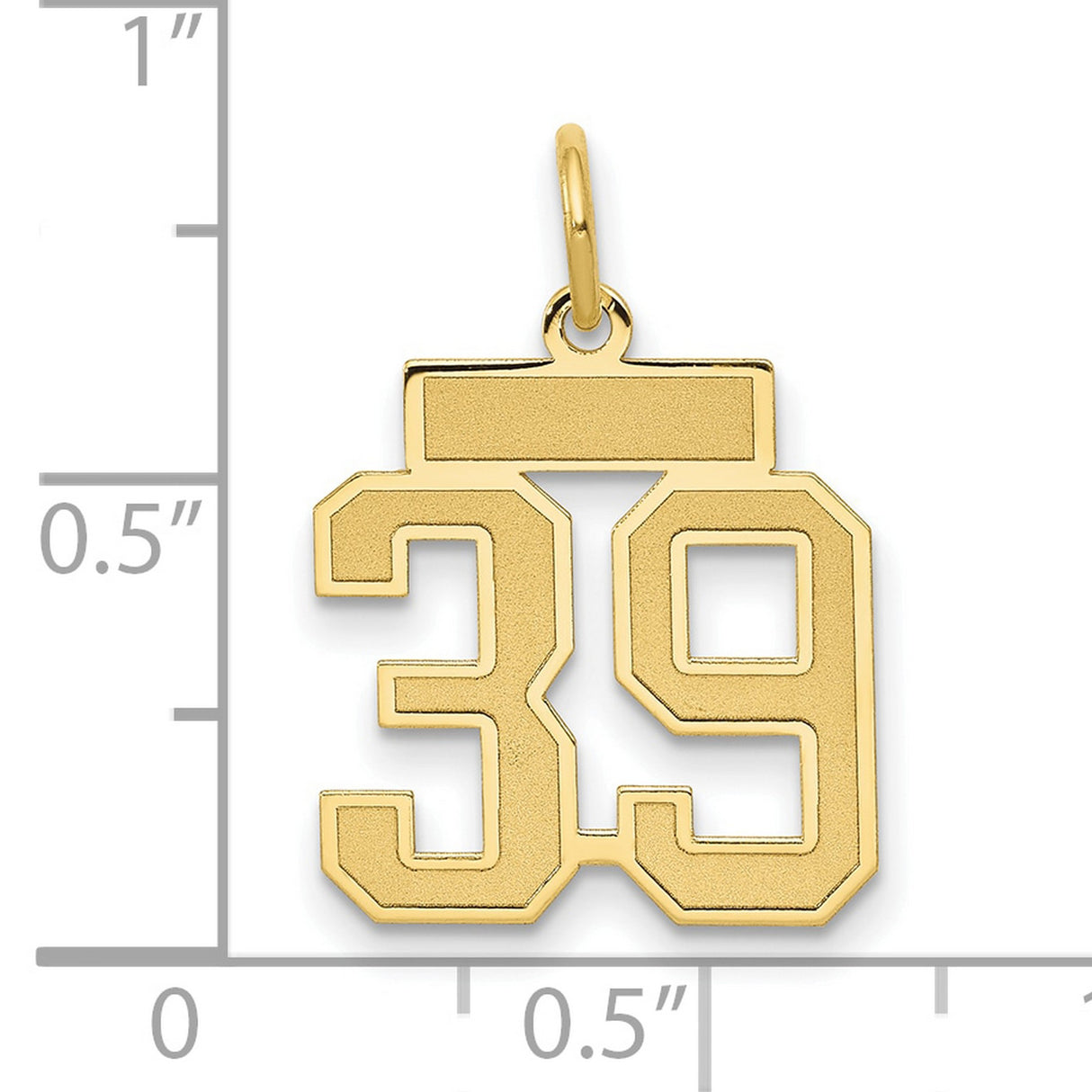 Small Satin Number 39 Charm Pendant in Real 14k Yellow Gold