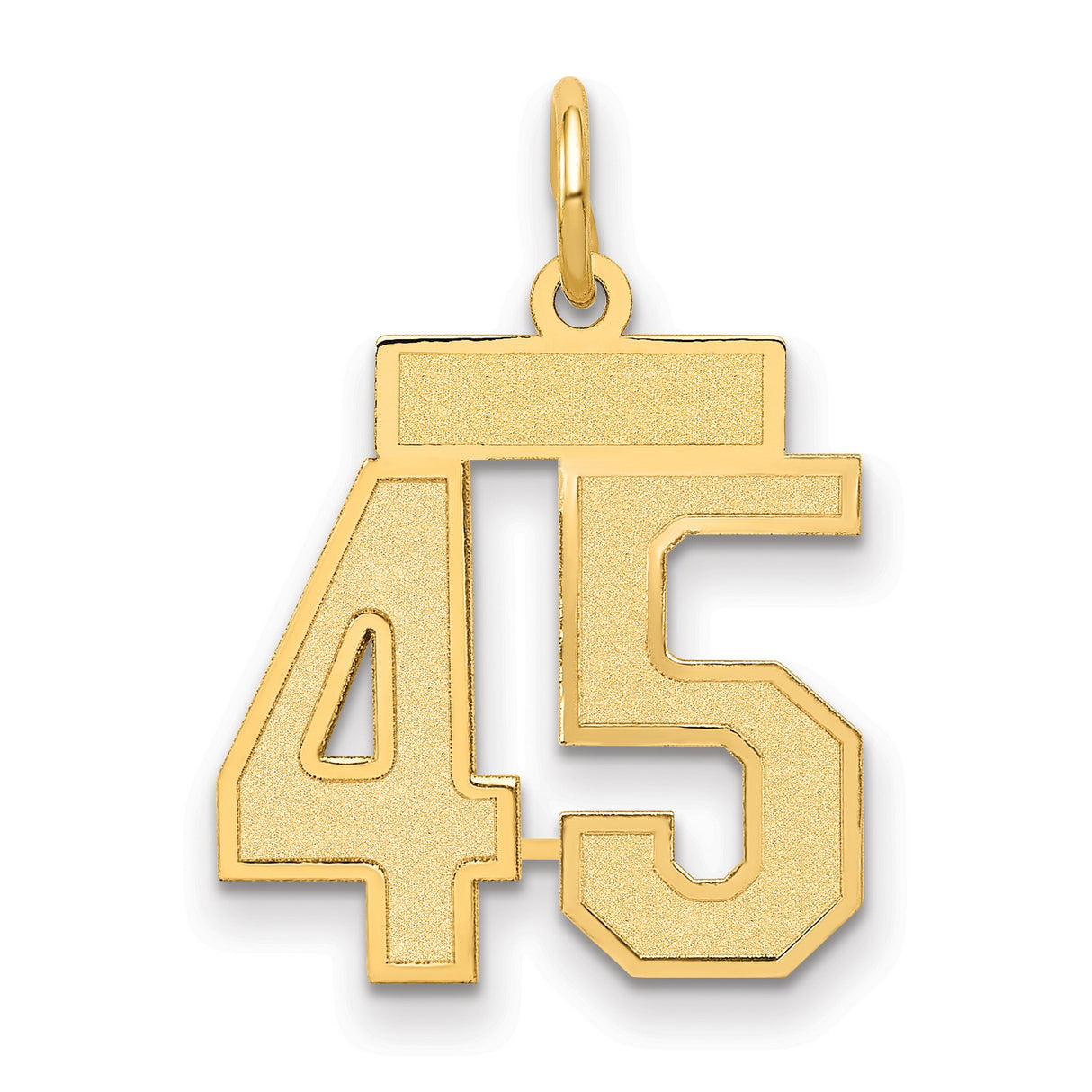 14k Yellow Gold Number 45 Pendant, Bold Block Font Sports Charm for Men or Women