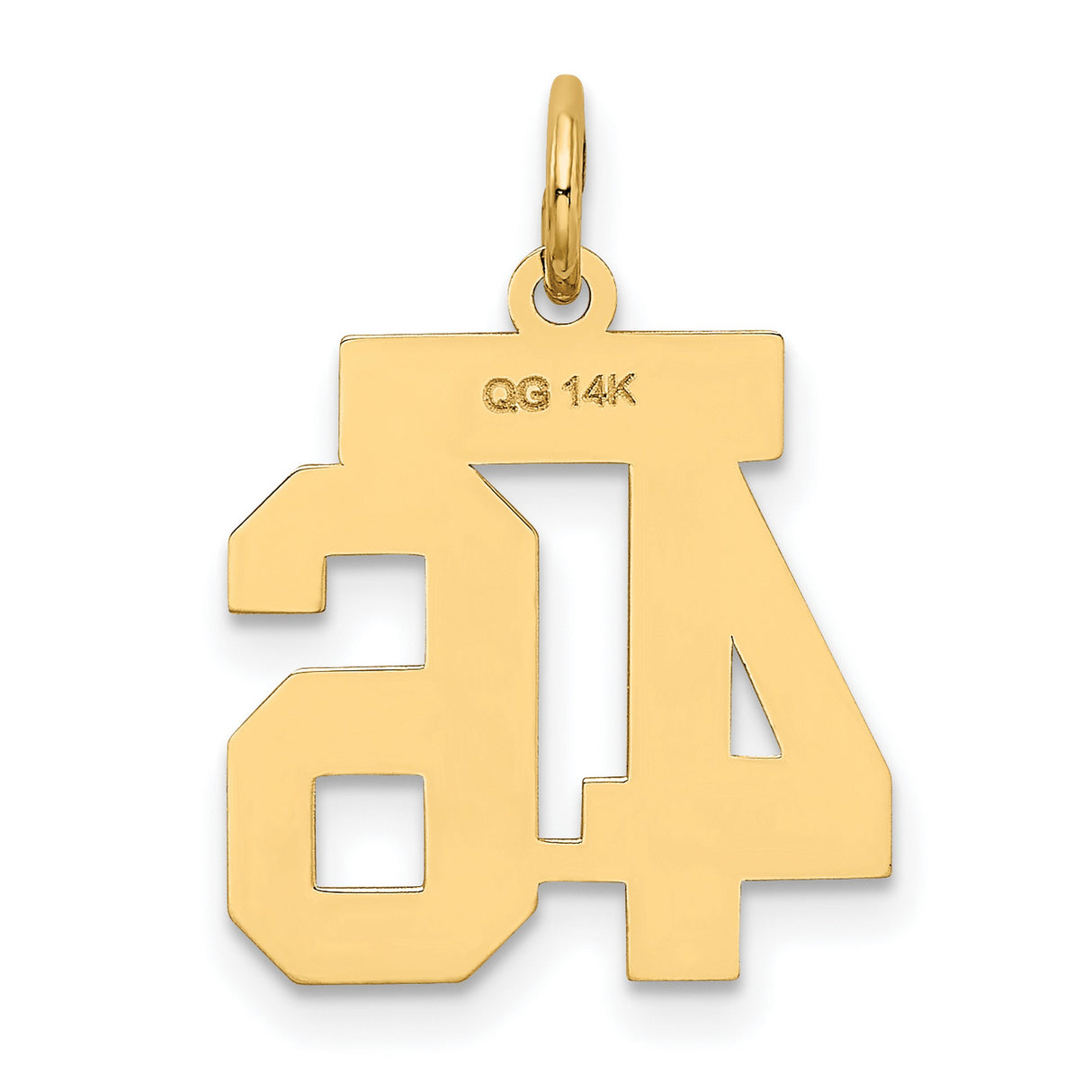 Small Satin Number 46 Charm Pendant in Real 14k Yellow Gold