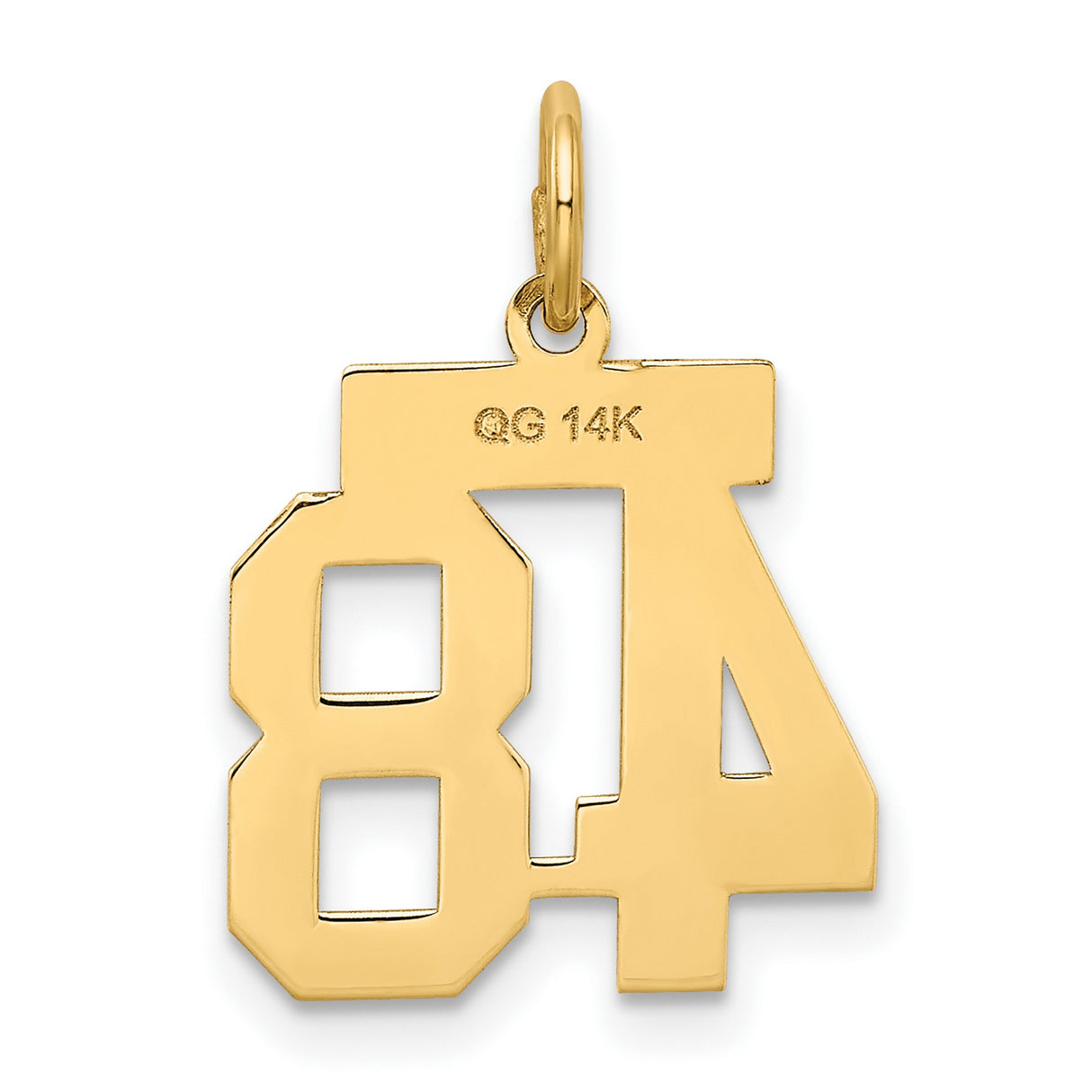 Small Satin Number 48 Charm Pendant in Real 14k Yellow Gold