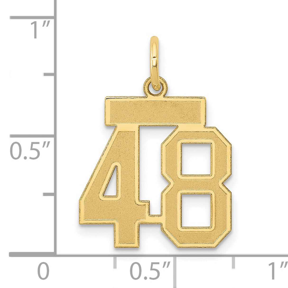 Small Satin Number 48 Charm Pendant in Real 14k Yellow Gold