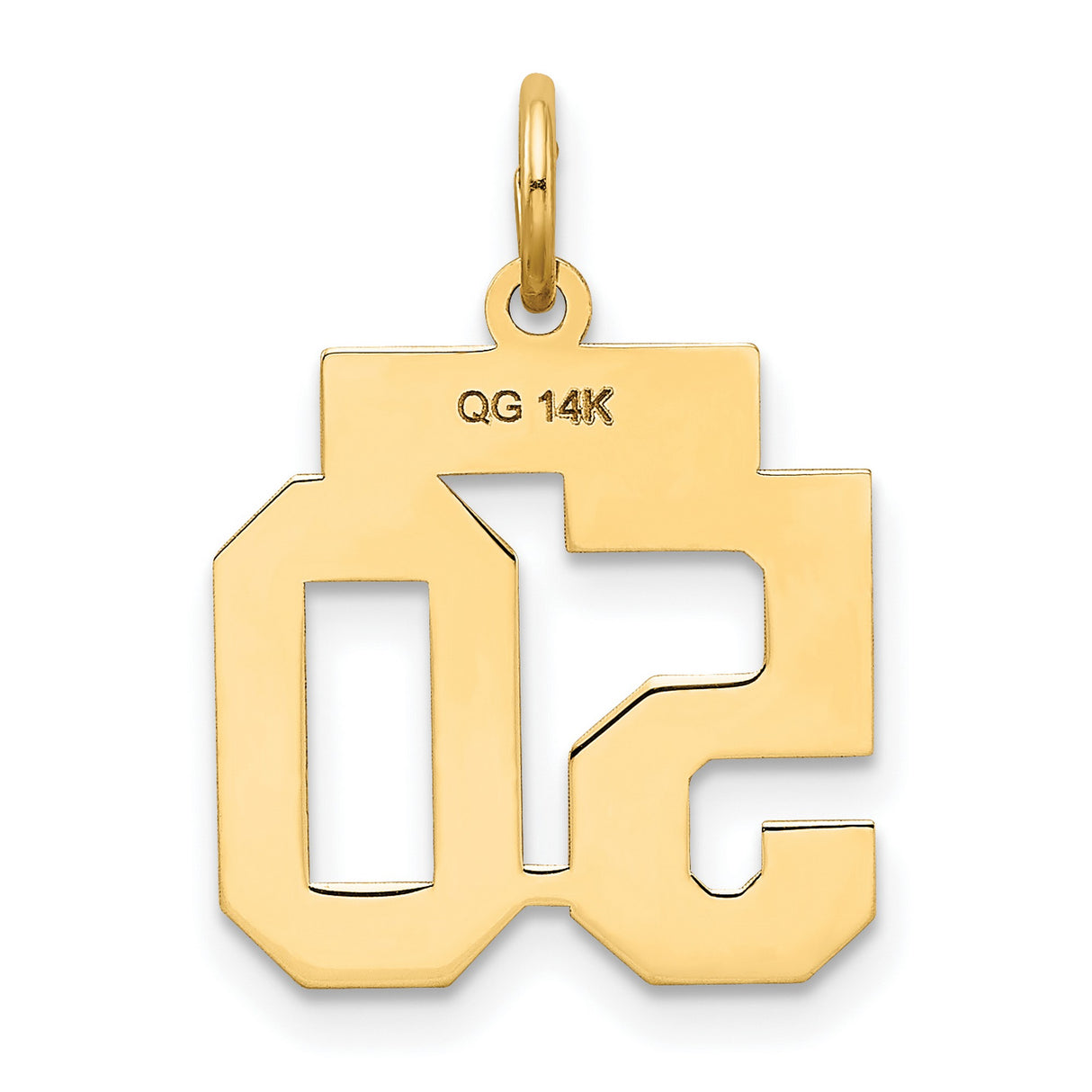 Small Satin Number 50 Charm Pendant in Real 14k Yellow Gold