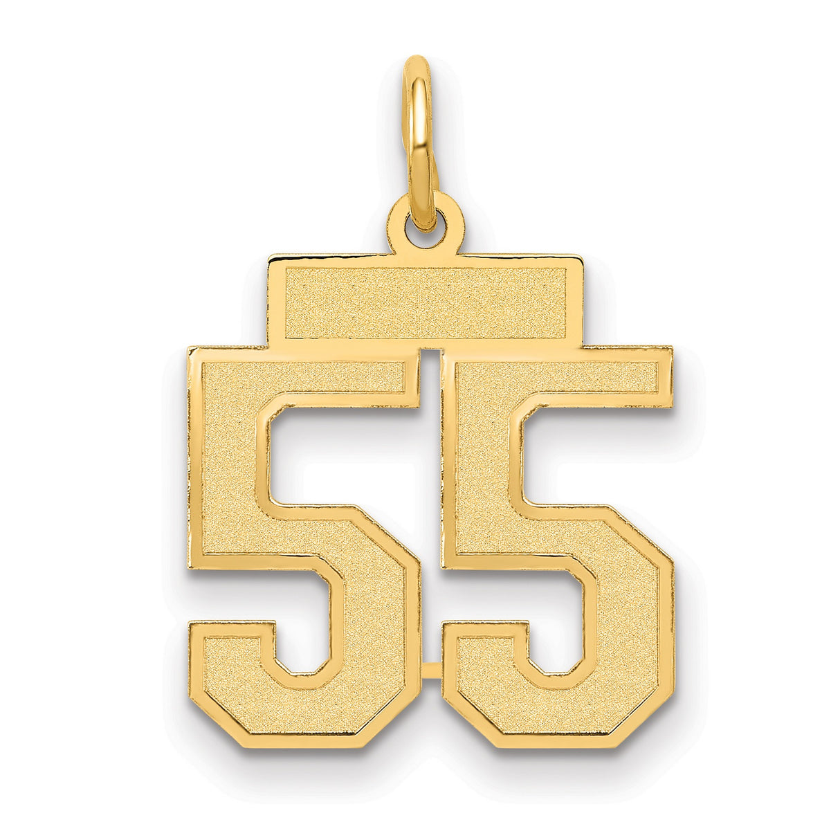 Small Satin Number 55 Charm Pendant in Real 14k Yellow Gold