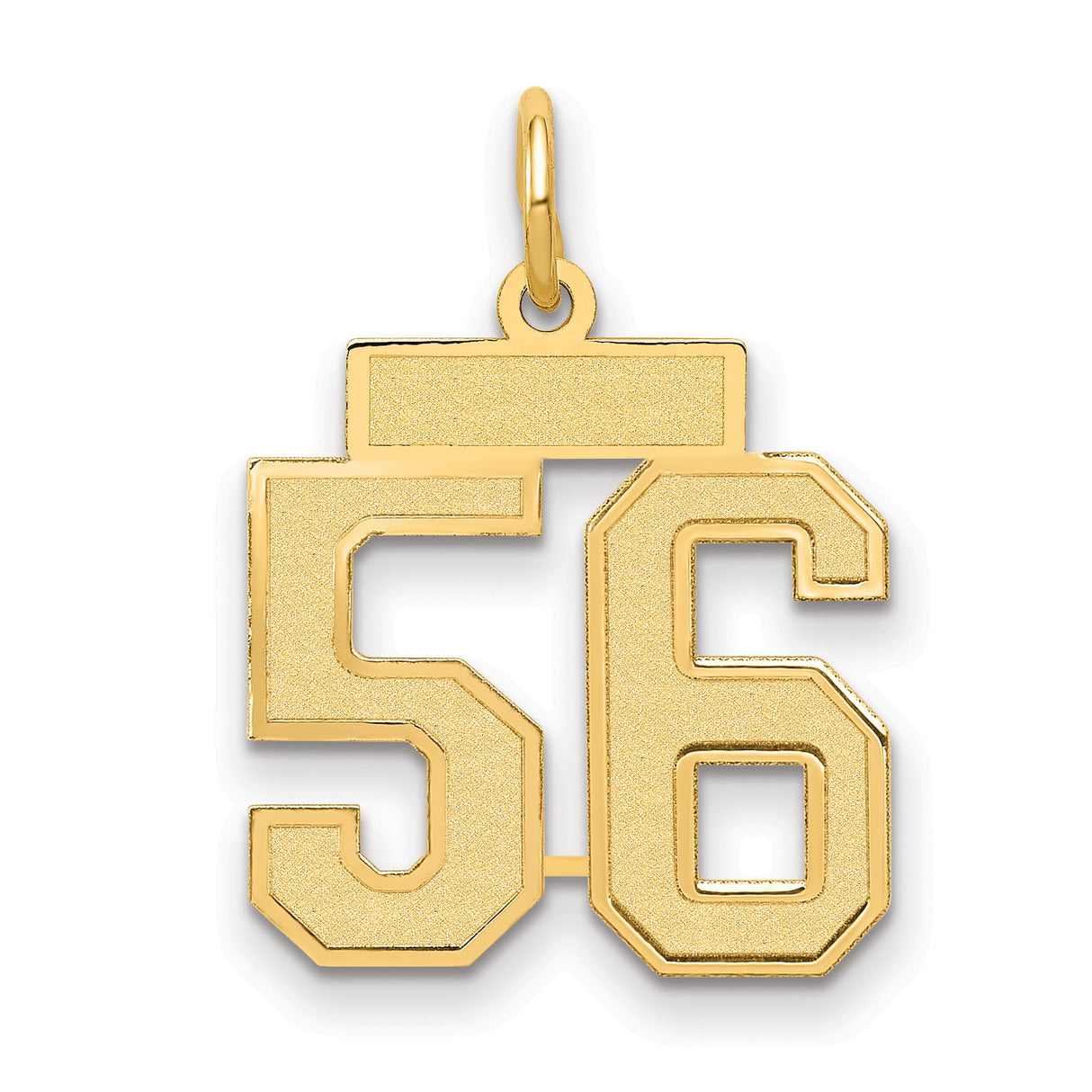 Small Satin Number 56 Charm Pendant in Real 14k Yellow Gold