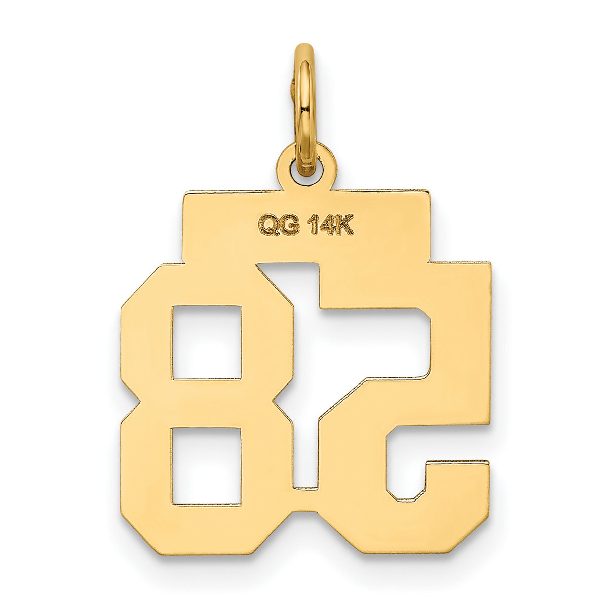 14k Yellow Gold Number 58 Pendant, Bold Block Numerals, Sports Charm for Athletes and Fans