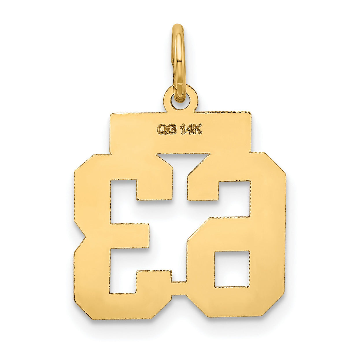 Small Satin Number 63 Charm Pendant in Real 14k Yellow Gold