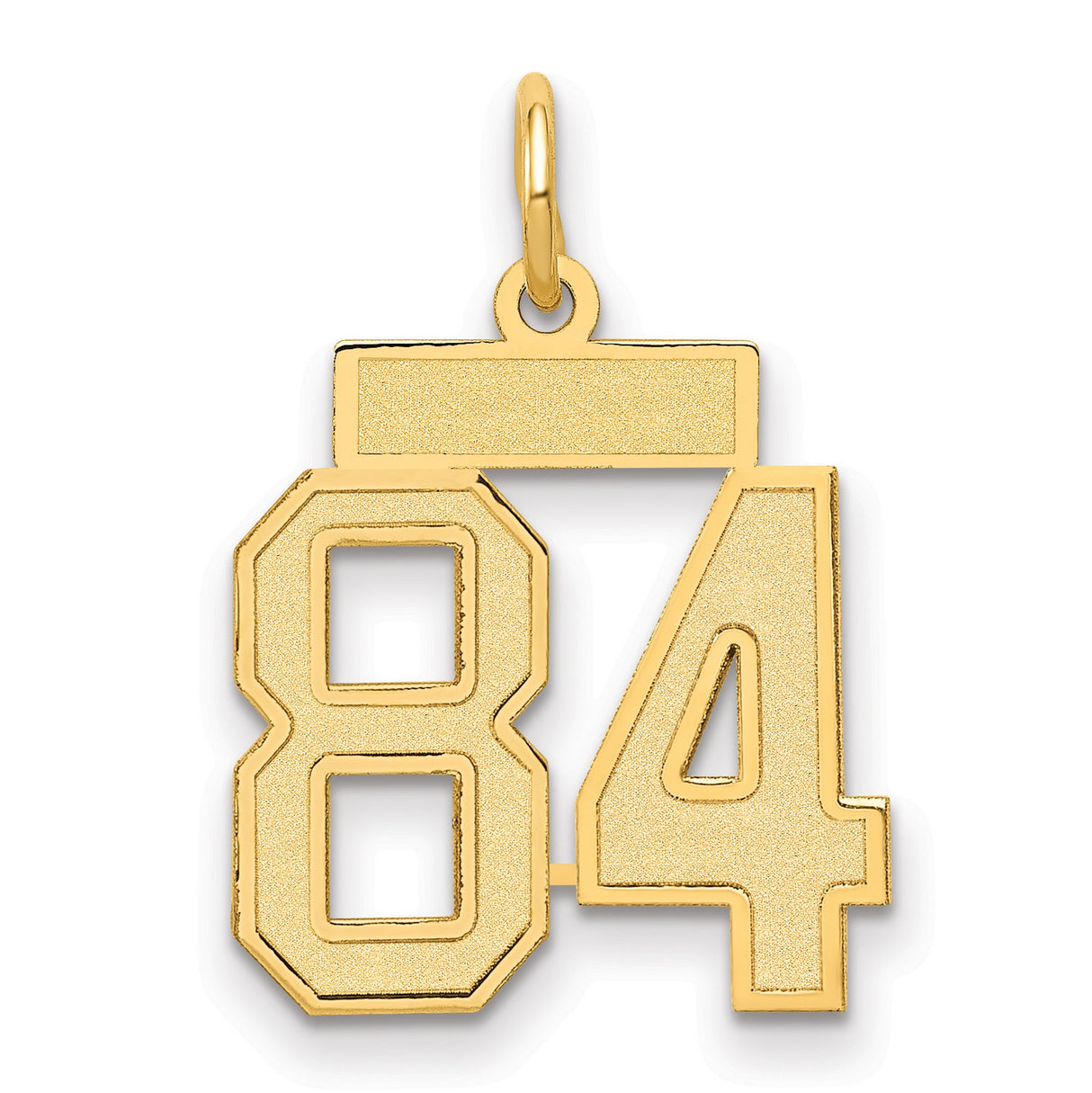 Small Satin Number 84 Charm Pendant in Real 14k Yellow Gold