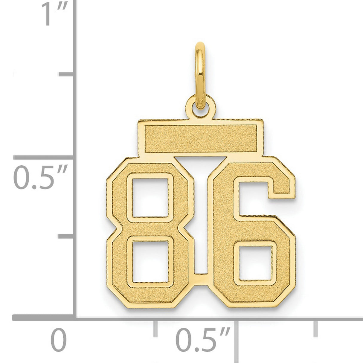 Small Satin Number 86 Charm Pendant in Real 14k Yellow Gold