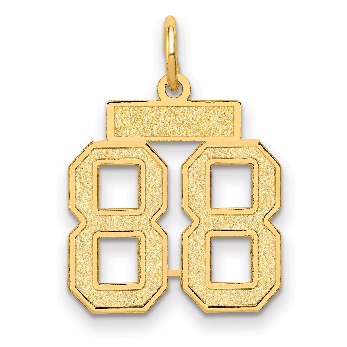Small Satin Number 88 Charm Pendant in Real 14k Yellow Gold