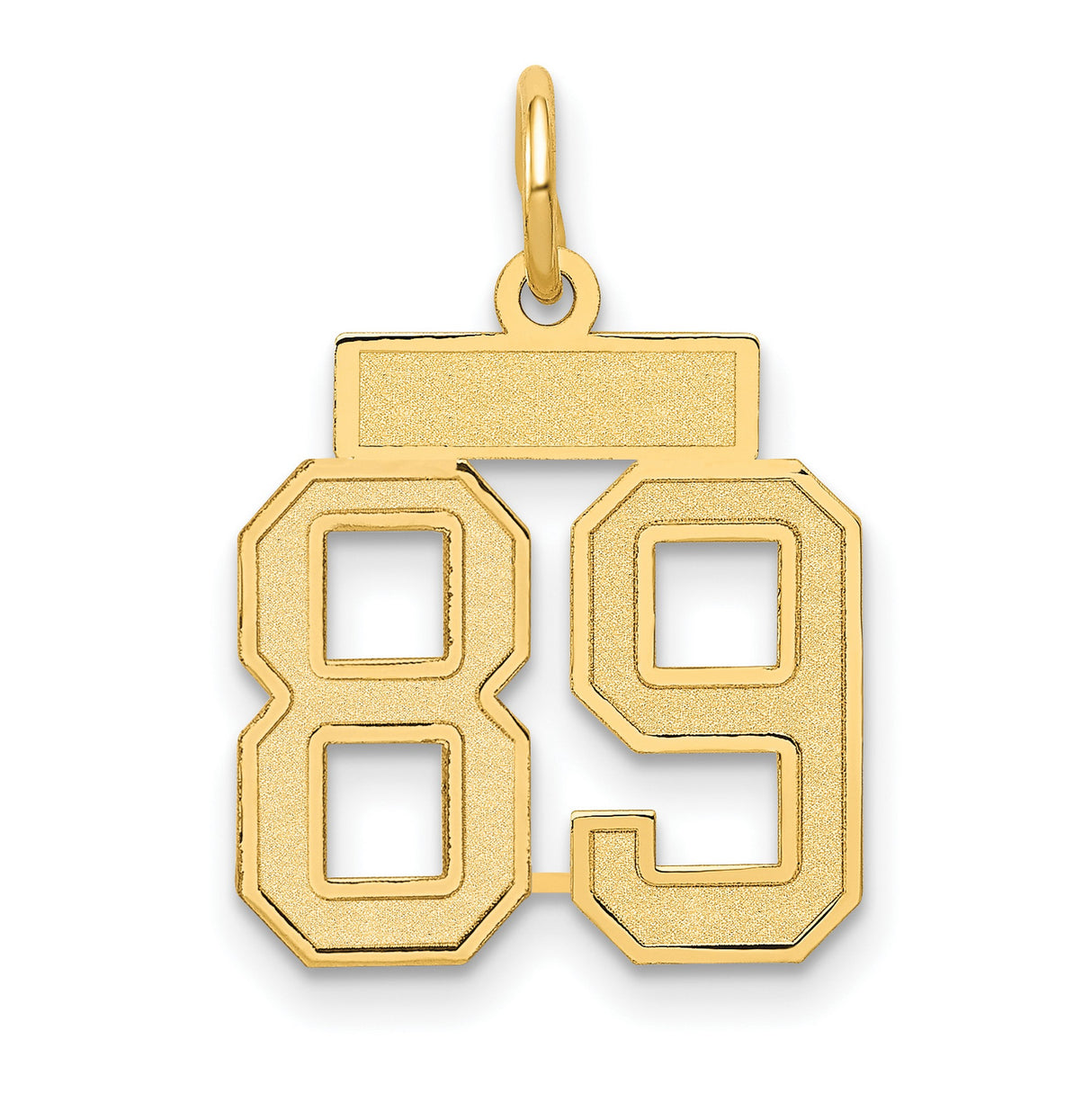 Small Satin Number 89 Charm Pendant in Real 14k Yellow Gold