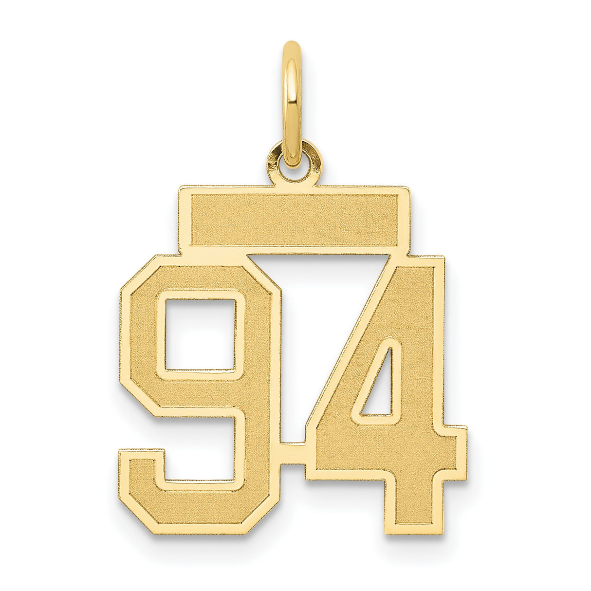 Small Satin Number 94 Charm Pendant in Real 14k Yellow Gold