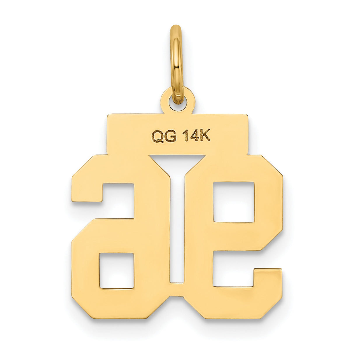 Small Satin Number 96 Charm Pendant in Real 14k Yellow Gold