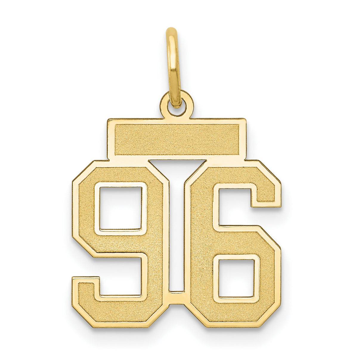 Small Satin Number 96 Charm Pendant in Real 14k Yellow Gold