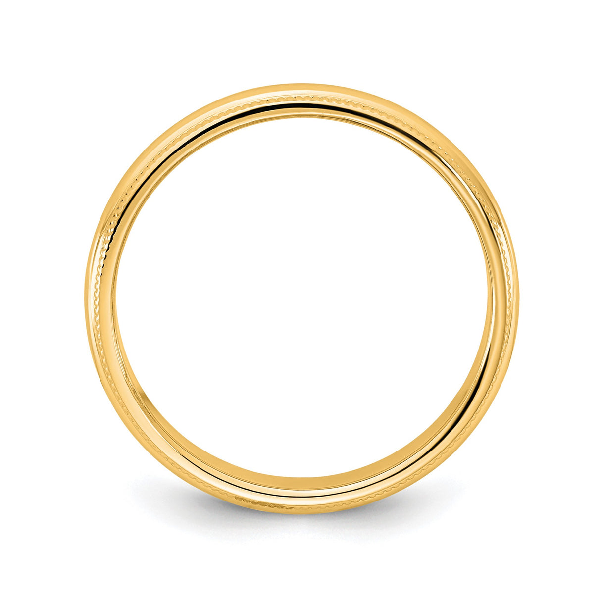 10k Yellow Gold Milgrain, Domed wedding band ring alternate angle