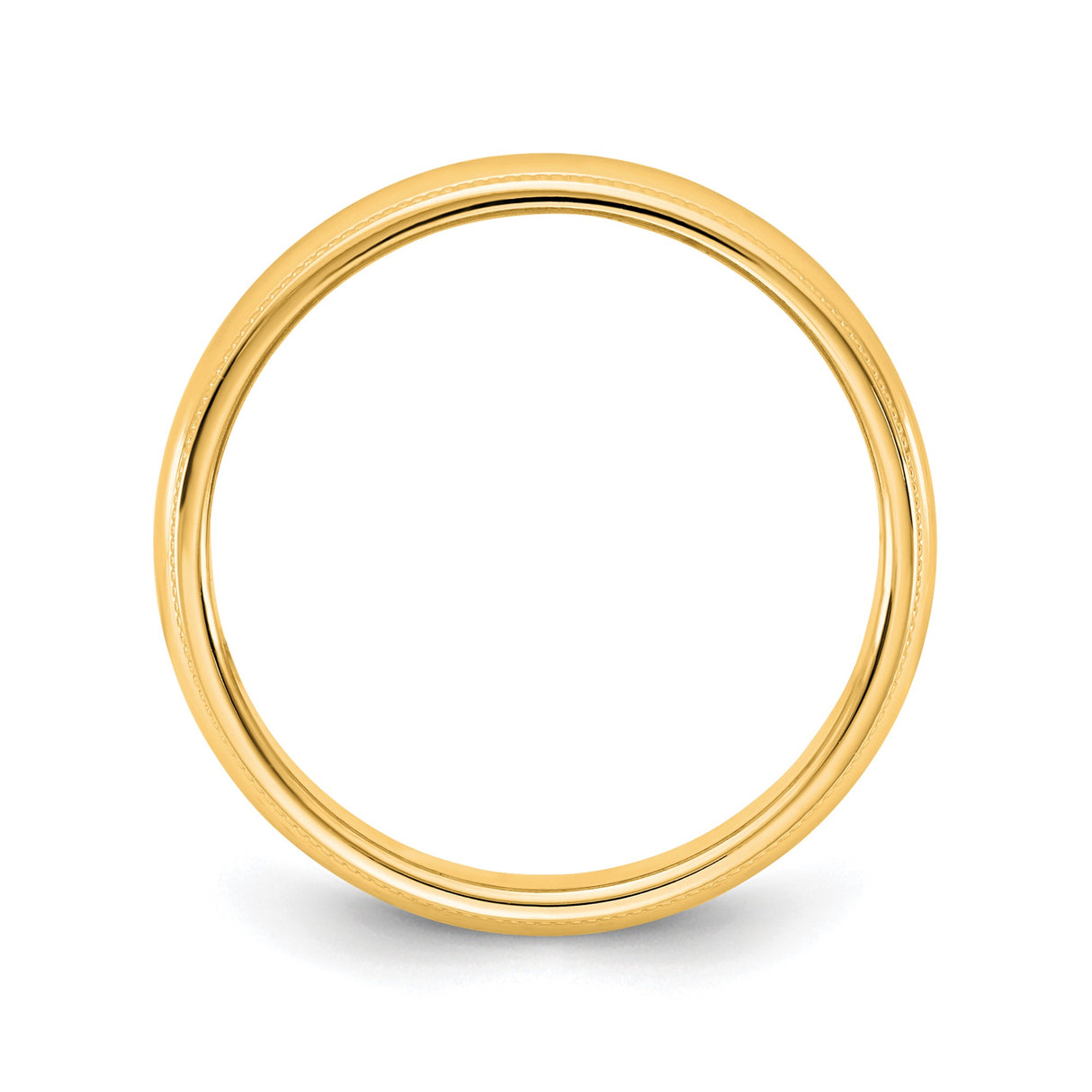 14k Yellow Gold Milgrain, Domed wedding band ring alternate angle