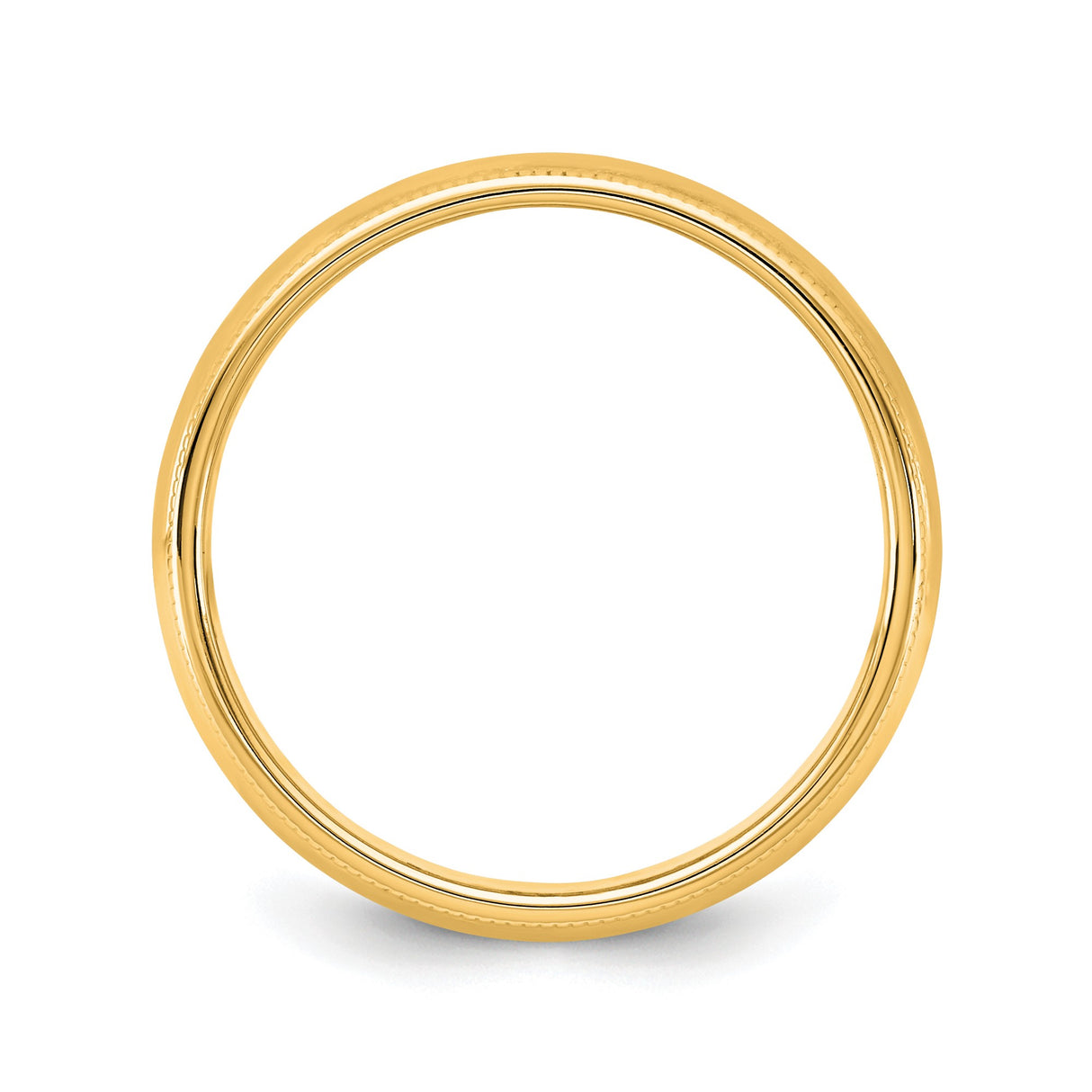 14k Yellow Gold Milgrain, Domed wedding band ring alternate angle