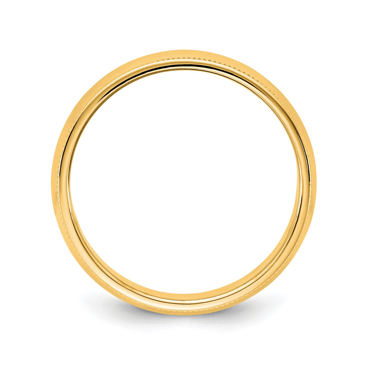 14k Yellow Gold Milgrain, Domed wedding band ring alternate angle