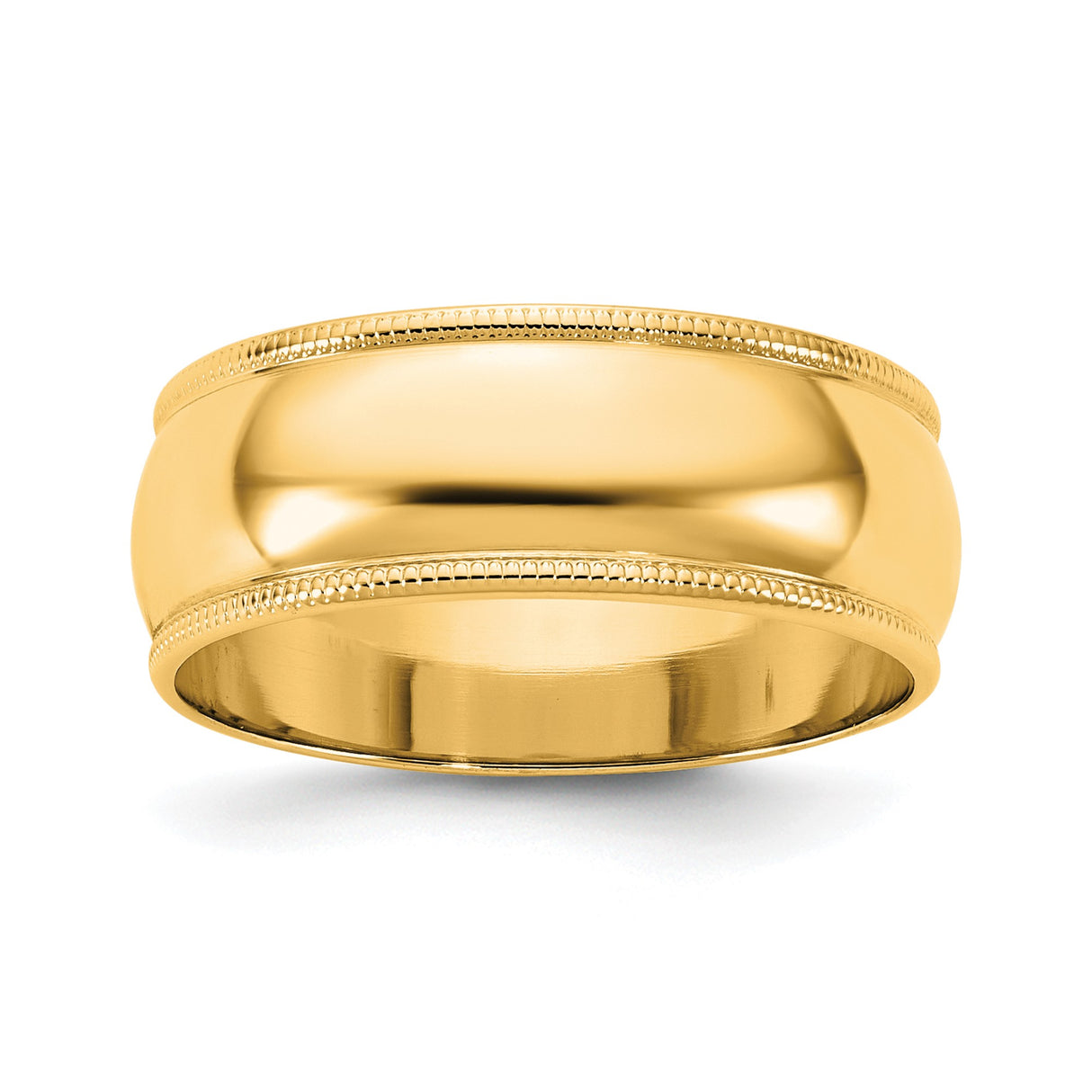 10k Yellow Gold Milgrain, Domed wedding band ring