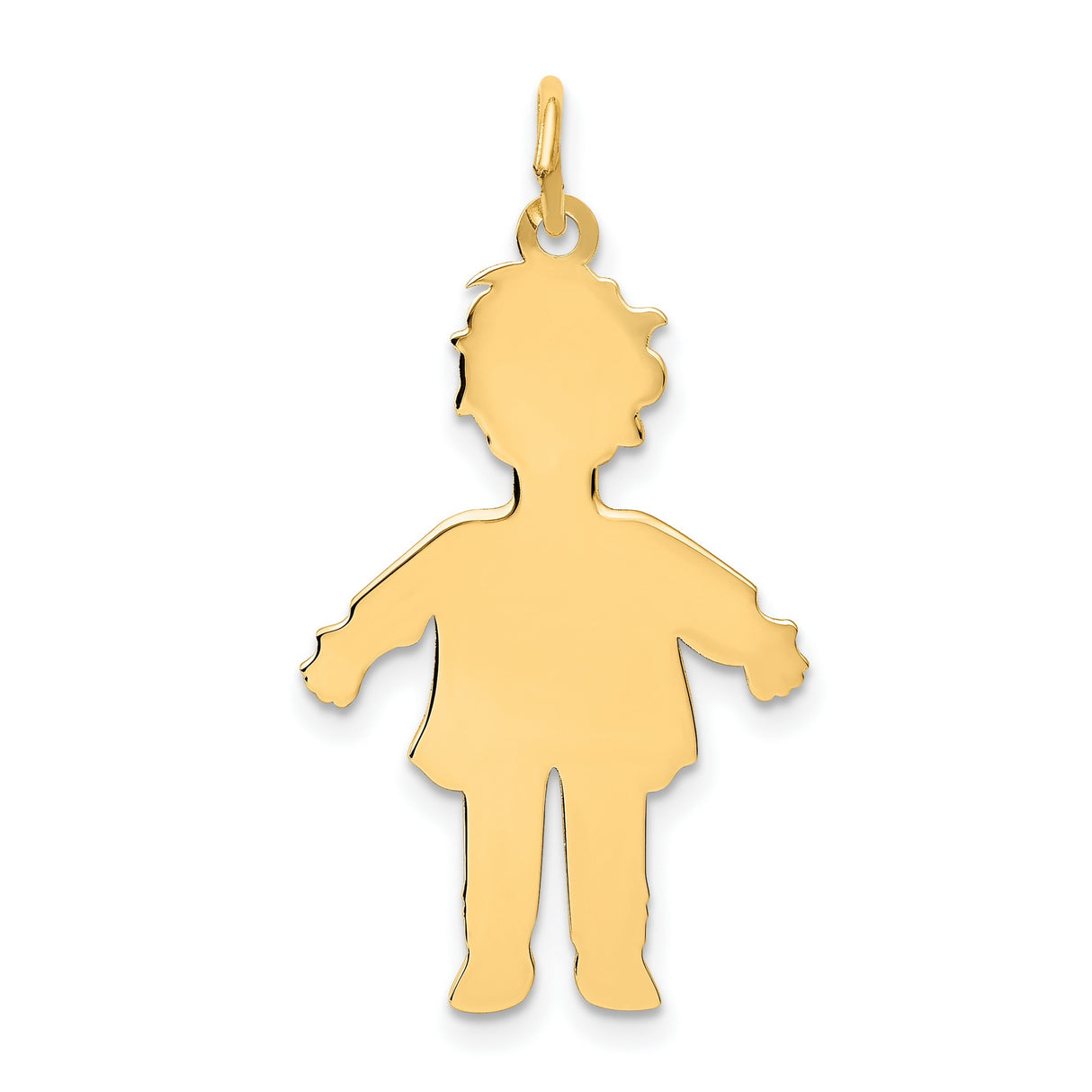Plain Polished Large Boy Charm Pendant in Real 14k Yellow Gold