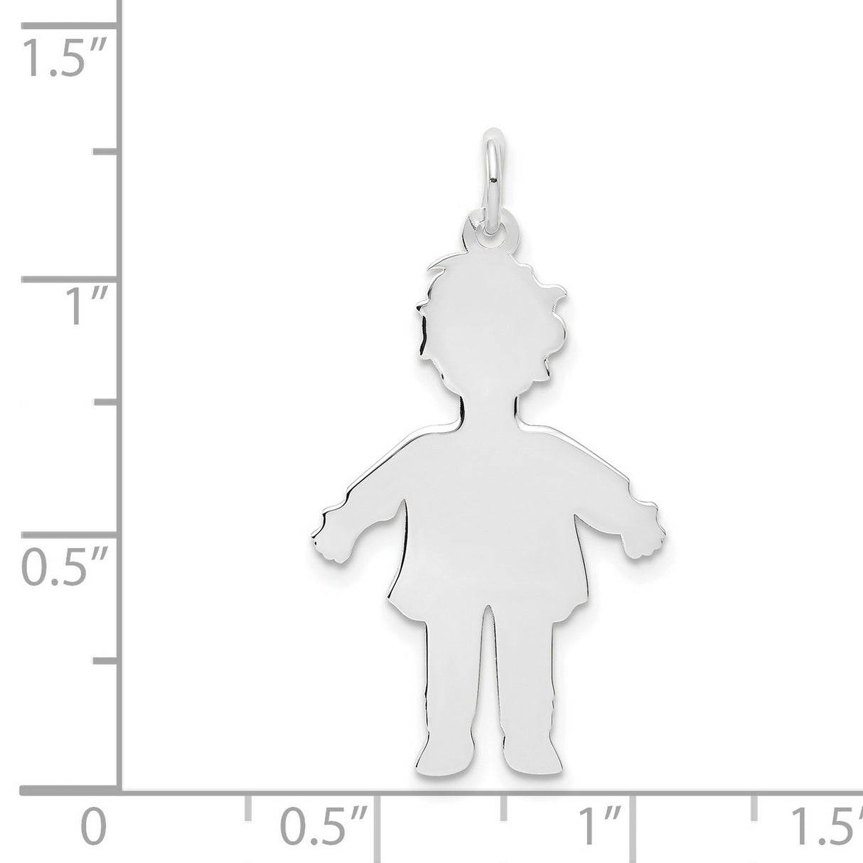Plain Polished Large Boy Charm Pendant in Real 14k White Gold