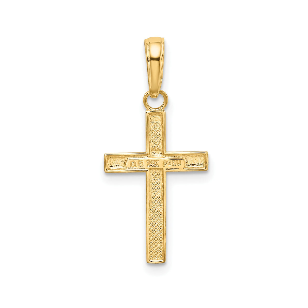 14k Yellow Gold Latin Cross Pendant Charm with Beveled Edge, Unisex Christian Jewelry