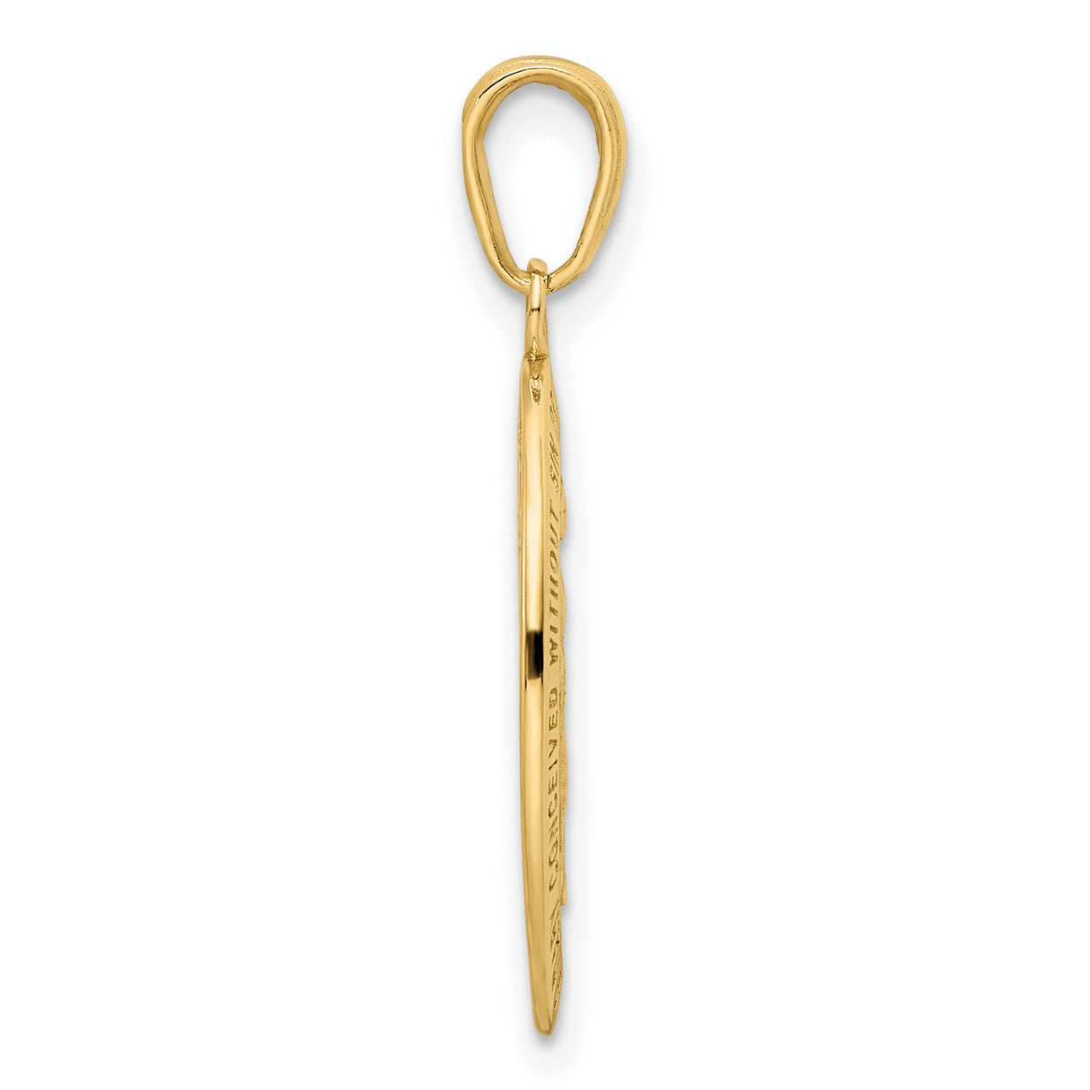 14k Yellow Gold Miraculous Medal Pendant with Red Enamel, Virgin Mary Inscribed 1830