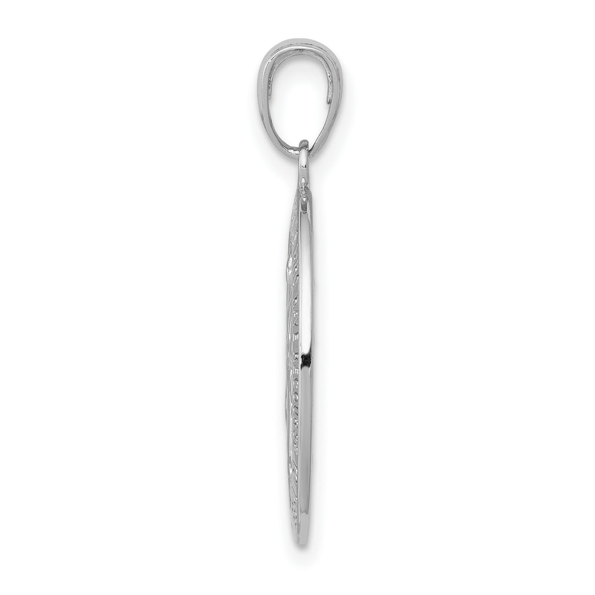 14k White Gold Miraculous Medal Pendant Featuring Virgin Mary and Prayer for Women