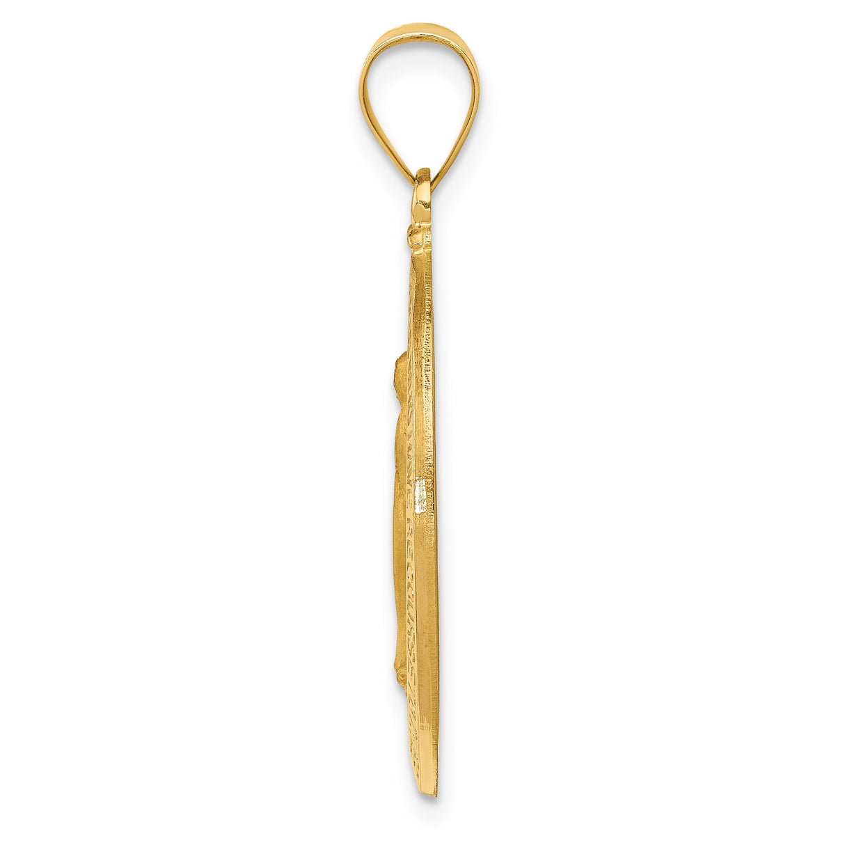 14k Yellow Gold Miraculous Medal Pendant with Virgin Mary Oval Religious Design